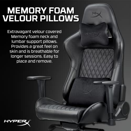 HyperX Jet Black Gamer Chair - Ergonomic Gaming Chair - Leather Upholstery Video Game Chair - Black PC Racing Chair Gaming - Hyper X Chair Gamer - Black Gaming Computer Chair - Gaming PC Chair Office