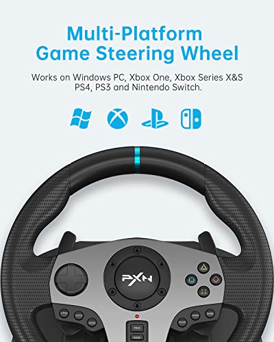 PXN V9 Gaming Racing Wheel with Pedals and Shifter, Steering Wheel for PC, Xbox One, Xbox Series X/S, PS4, PS3 and Nintendo Switch