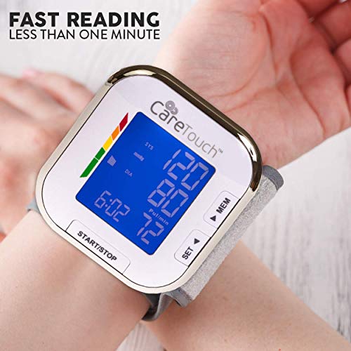 Care Touch Digital Wrist Blood Pressure Monitor - Blood Pressure Wrist Cuff Size 5.5" - 8.5" - Automatic High Blood Pressure Machine with Batteries and Carrying Case Included