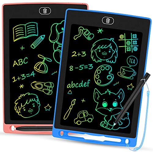 2 Pack LCD Writing Tablet, 8.5 Inch Toddler Colorful Doodle Board, Erasable Reusable Electronic Drawing Tablet Scribbler Pads, Educational Kids Toys Gift for Age 2 3 4 5 6 7 8 Years Old Boys Girls