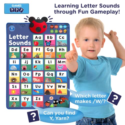 LEARNING BUGS Press to Learn Phonics, Interactive Letters and Sounds Talking Poster, Preschool & Kindergarten Learn to Read, Ages 3+