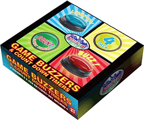 Matty's Toy Stop Lights & Sounds Electronic 3 Mode Red, Blue, Green & Yellow Game Answer Buzzer and Count Down Timer Gift Set Bundle (Perfect for Games, Classrooms, etc.) - 4 Pack