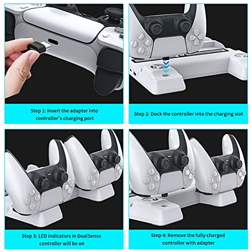 NexiGo PS5 Accessories Stand with Cooling Station for Playstation 5 Disc & Digital Editions, Dual Controllers Charger, Extra USB Ports, 3 Levels Adjustable Fans Speed, 11 Game Rack Organizer, White