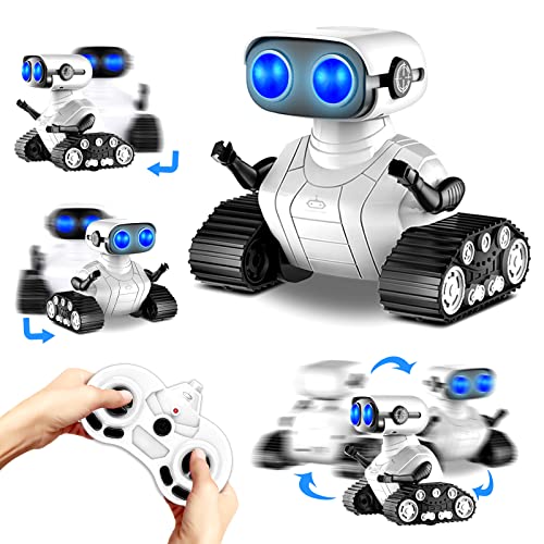 Robot Toys, Rechargeable RC Robots for Boys, RC Robot Toys for Kids, Kids Toys with Music and LED Eyes, 3+ Years Old Boys/Girls Toys (White) 1