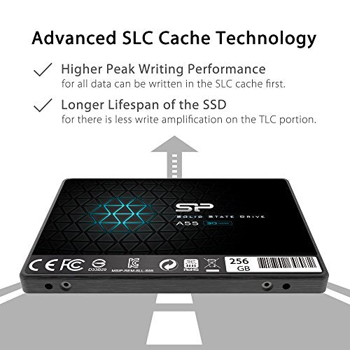 SP 256GB SSD 3D NAND A55 SLC Cache Performance Boost SATA III 2.5" 7mm (0.28") Internal Solid State Drive (SP256GBSS3A55S25)