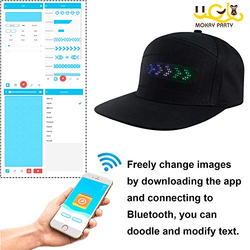 CY TOYS Bluetooth Led Message Hat Animated Display for Party Mystery Black