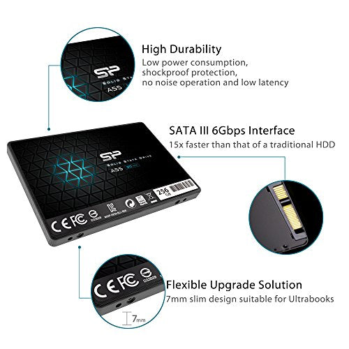 SP 256GB SSD 3D NAND A55 SLC Cache Performance Boost SATA III 2.5" 7mm (0.28") Internal Solid State Drive (SP256GBSS3A55S25)