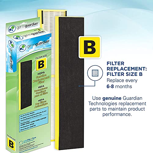 Germ Guardian AC4825 22” 3-in-1 True HEPA Filter Air Purifier for Home, Full Room, UV-C Light Kills Germs, Filters Allergies, Smoke, Dust, Pet Dander, Odors, 3-Yr Wty, GermGuardian, Grey 2-Pck