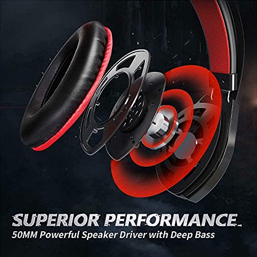 PC Gaming Headset, EZ.winpow Video Game Stereo Headphone with 7.1 Surround Sound with Noise Canceling Mic & Memory Foam Ear Pads for PC/PS5/PS4/Xbox One/Nintendo Switch Red