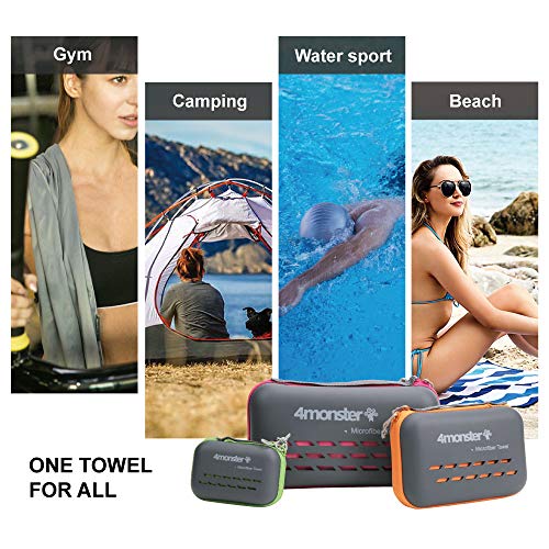 4Monster Camping Towels Super Absorbent, Fast Drying Microfiber Travel Towel, Quick Dry Ultra Soft Compact Gym Towel for Swimming Beach Hiking Yoga Travel Sports Backpack