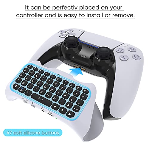 Wireless Controller Keyboard for PS5, Bluetooth 3.0 Mini Portable Gamepad Chatpad with Built-in Speaker & 3.5MM Audio Jack for Playstation 5 Voice Chat Board for Messaging and Gaming Live Chat