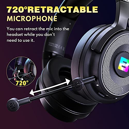 BENGOO 2.4G Wireless Gaming Headset Headphones with Microphone for PS4 PS5 PC, 3.5mm Wired Mode for Switch Xbox Controller, Noise Cancelling Over Ear with 7.1 Surround Sound, Up to 17 Hrs