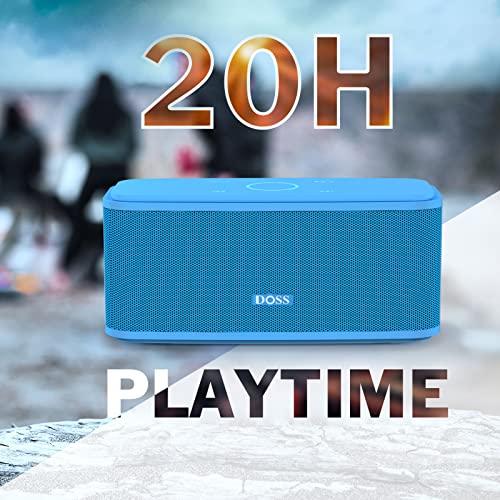 Bluetooth Speaker, DOSS SoundBox Touch Portable Wireless Speaker with 12W HD Sound and Bass, IPX4 Water-Resistant, 20H Playtime, Touch Control, Handsfree, Speaker for Home, Outdoor, Travel-Blue