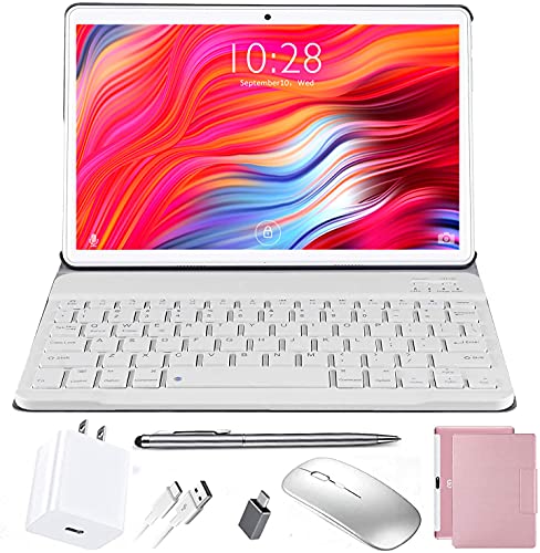 2 in 1 Tablet 10.1 Inch, Android 10.0 Gaming Tablet, 4GB RAM 64GB ROM 128GB Expand, Dual 4G Cellular Tablet with Keyboard,Dual Camera,Support Dual Sim Card, 8000mAh,WiFi, Bluetooth, GPS