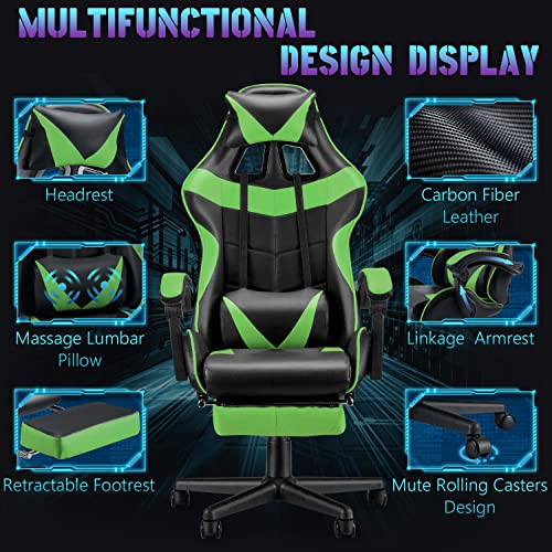 Bunny Pink Gaming Chair and Massage Green Gaming Chair Bundle