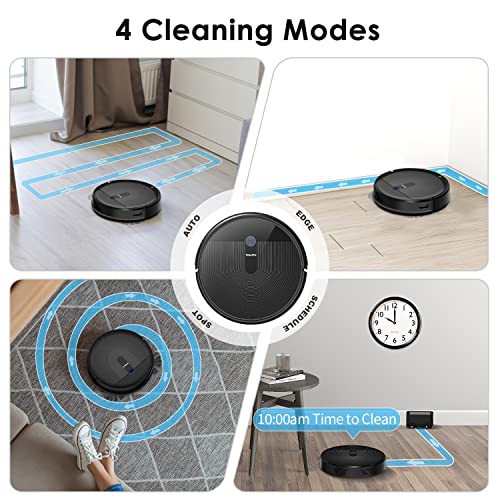 Thamtu G11 Robot Vacuum, 2500Pa Suction, 150 Min Runtime, Schedueled Cleaning, Slim, Quiet, Self-Charging Robotic Vacuum Cleaner for Pet Hairs, Hard Floor, Medium-Pile Carpet