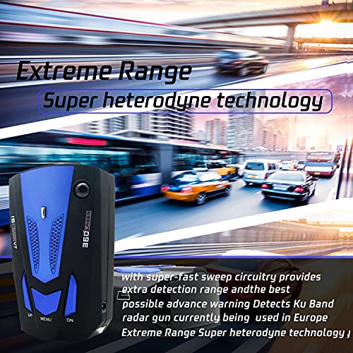 Newly Radar Detector for Cars, with Voice Prompt Speed, Vehicle Speed Alarm System,LED Display,City/Highway Mode,Auto 360 Degree Detection for Cars (Blue)