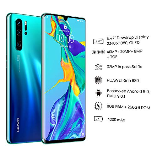 Huawei P30 Pro 128GB+8GB RAM (VOG-L29) 40MP LTE Factory Unlocked GSM Smartphone (International Version, No Warranty in the US) (Aurora)