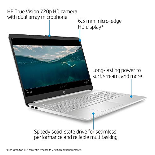 2022 Newest HP 15.6" HD Laptop Computer, 11th Gen Intel Quad-Core i3-1125G4(Up to 3.7GHz, Beat i5-10210U),128GB SSD, 8GB RAM, Webcam, Bluetooth, USB-C, Wi-Fi, HDMI, Windows 11S, Silver+JVQ Mousepad