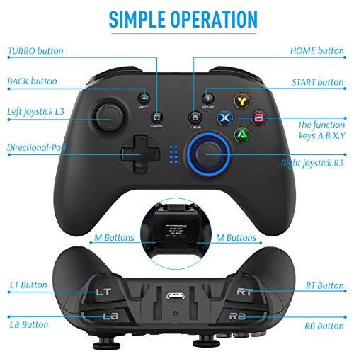 Wireless Gaming Controller, Dual-Vibration Joystick Gamepad Computer Game Controller for PC Windows 7/8/10/11, PS3, Switch- Black