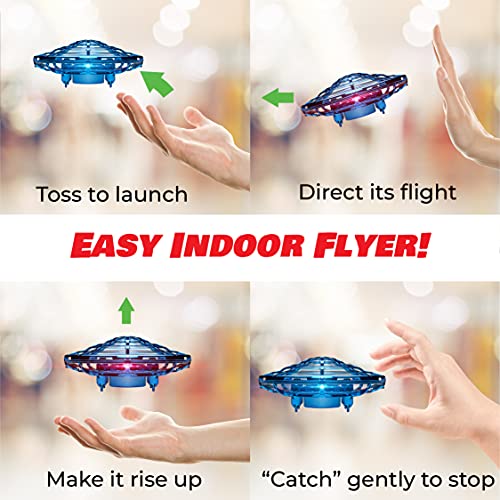 Force1 Scoot Hand Operated Drone for Kids or Adults - Hands Free Motion Sensor Mini Drone, Easy Indoor Small UFO Toy Flying Ball Drone Toy for Boys and Girls Kids Drones (Blue)