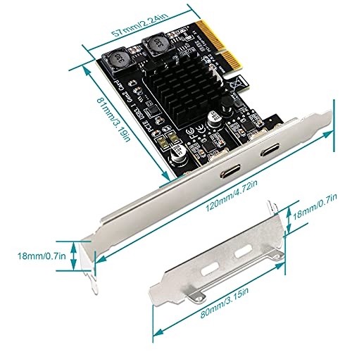 FebSmart 2X 10Gbps Max Speed USB-C Ports PCIE USB 3.1 Gen 2 Expansion Card for Windows, MAC OS and Linux Systems-Build in FebSmart Self-Powered Technology, No Need Additional Power Supply (FS-C2-Pro)