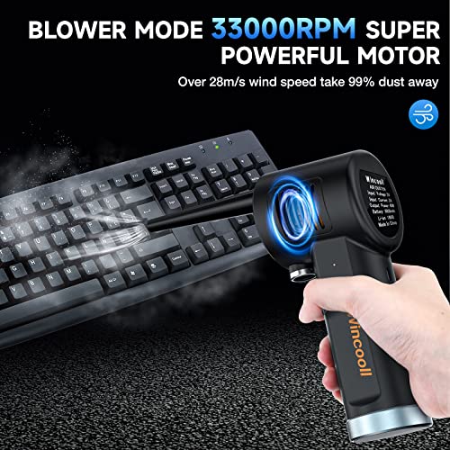 Air Duster for Computer Keyboard Cleaning - Cordless, Rechargeable 6000mAh Battery，Powerful 33000RPM and 10W Fast Charging Air Duster Compressed Air