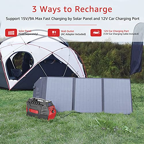 500W Portable Power Station, 296Wh Solar Generator Backup Battery Pack with 110V/500W AC Outlet, Portable Power Bank Outdoor Generators for Home Use, Emergency Outage, Camping Travel, RV Trip