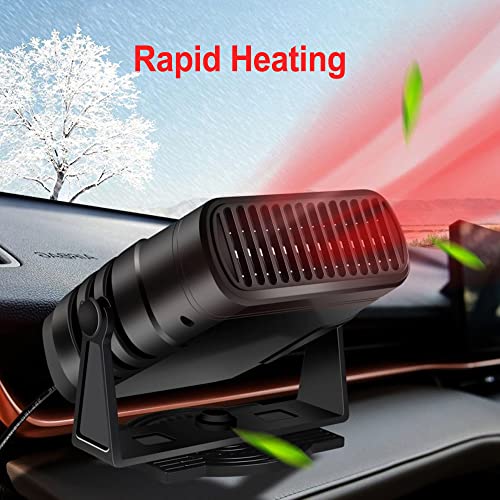 Car Heater Defroster, 2 in 1 Auto Car Windshield Heater Cooling Fan Plug into Cigarette Lighter 12V 120W Auto Defogger 360° Rotatable Fast Heating Quickly Defrost