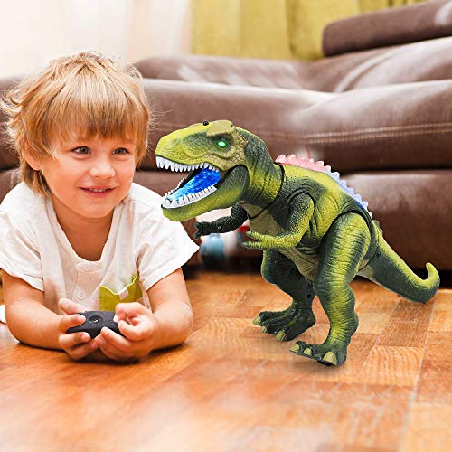 STEAM Life Remote Control Dinosaur Toys for Kids 3 4 5 6 7+ Light Up & Realistic Roaring Sound - T rex Dinosaur Toys - Electronic Walking Dinosaur Toys - Dinosaur Robot Toy for Kids Boys Girls (Green)