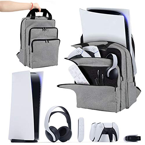 Travel Carrying Case Portable Storage Bag Backpack for Playstation 5 Game Console, 3 Layers Travel Proctection Backpack for PS5 DualSense Console Accessories