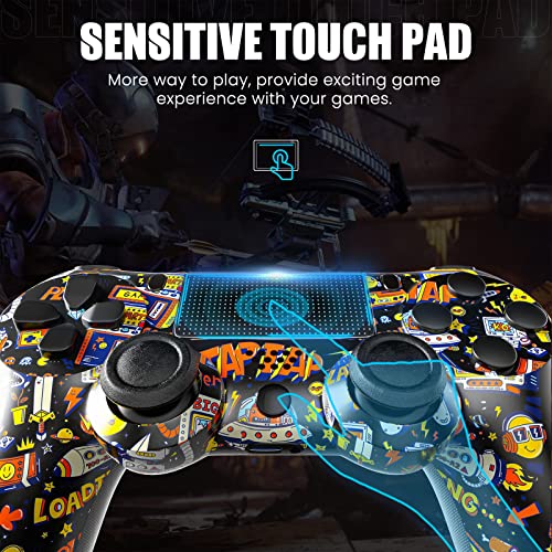 Wireless Controller Compatible with P4/Pro/Slim Game Console with Dual Vibration, Analog Sticks, 6-Axis Motion Sensor, Touchpad, Wireless Controller Rechargeable, Black Pattern