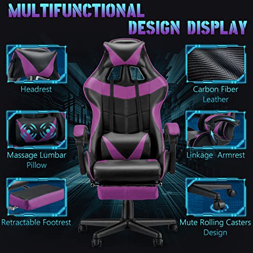 Bunny Pink Gaming Chair and Massage Purple Gaming Chair Bundle