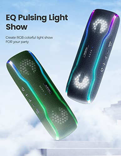Portable Bluetooth Speaker, IPX7 Waterproof Wireless Speaker with Colorful Flashing Lights, 25W Super Bass with 24H Playtime, 100ft Bluetooth Range, TWS Pairing for Outdoor, Home, Party, Beach, Travel