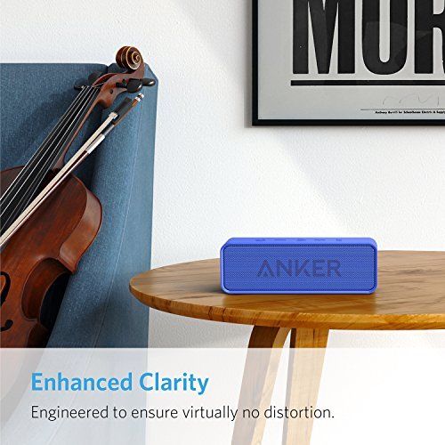 Anker Soundcore Bluetooth Speaker with 24-Hour Playtime, 66-Feet Bluetooth Range & Built-in Mic, Dual-Driver Portable Wireless Speaker with Low Harmonic Distortion and Superior Sound - Blue