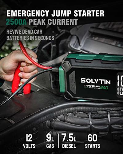 SOLVTIN 224Wh Portable Power Station, 2-IN-1 Outdoor Generator and Car Jump Starter, Lithium Battery Backup with 120W AC Outlet, PD100W USB-C Bilateral Port, LED Light for Camping Trip, TRAVELER 240