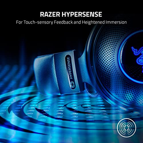 Razer Kraken V3 HyperSense Wired USB Gaming Headset w/Haptic Technology: Triforce Titanium 50mm Drivers - THX Spatial Audio - Hybrid Fabric & Leatherette Memory Foam Cushions - Detachable Mic