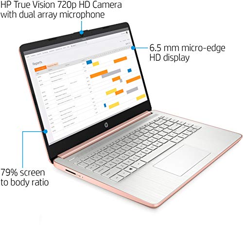 2022 Newest HP Premium 14-inch HD Laptop| Intel Celeron N4020 to 2.8GHz 8GB RAM 128GB(64GB SSD+ 64GB Card)| Webcam Bluetooth HDMI USB-C Wi-Fi| Win 11 S with 1 Year MS 365| LIONEYE Bundle| Rose Gold
