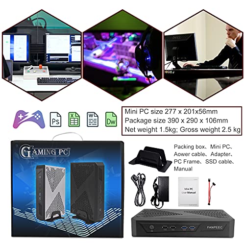 Mini Gaming Computer, FANPEEC Mini PC with Core i7-9700F 64G RAM 512G SSD 1TB HDD, GeForce GTX 1650 4GB GDDR6, 8K Mini Desktop PC, DP+2×HDMI+DVI, BT 4.2+2.4/5.0G WiFi, Mini Computer Windows 10 Pro