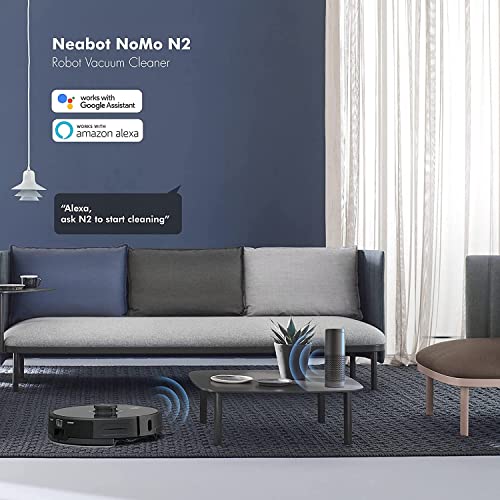 Neabot N2 Robot Vacuum with Self-Emptying, Wi-Fi Connected, Compatible with Alexa, Lidar Navigation, Sweep, Mop & Vacuum 3 in 1 Robot Vacuum Cleaner, Carpet & Hard Floor, Ideal for Pet Hair, Carpets