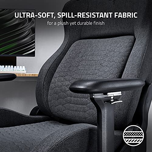 Razer Iskur Fabric Gaming Chair: Ergonomic Lumbar Support System - Ultra-Soft, Spill-Resistant Fabric Foam Cushions - 4D Armrests - Engineered to Carry - Foam Head Cushion - Dark Gray