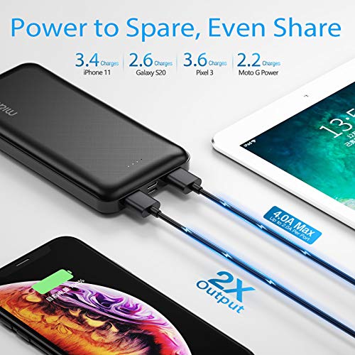 2-Pack Miady 15000mAh Portable Charger, Power Bank/w Two 5V/2A USB Output Ports and USB C Fast Input, Portable Phone Charger Compatible with iPhones, Android Smartphones and More