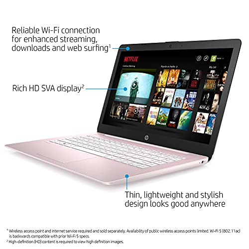 2021 Newest HP Premium 14 inch HD Laptop, Intel Dual-Core Processor Up to 2.6GHz, 8GB RAM, 64GB eMMC Storage, Webcam, Bluetooth, HDMI, Wi-Fi, Rose Pink, Windows 11 with 1 Year Microsoft 365