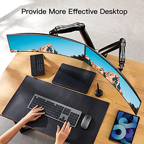 HUANUO Dual Monitor Stand, Adjustable Spring Monitor Desk Mount Swivel Vesa Bracket with C Clamp/Grommet Mounting Base for 17 to 27 Inch Computer Screens, Each Arm Holds 4.4 to 14.3lbs