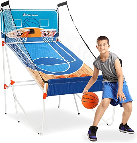 E-Jet Electronic Basketball Games, Basketball Gifts for Kids Boys Girls Children Youth & Teens | 16-in-1 Games Dual Shot, Blue,EIR047332026