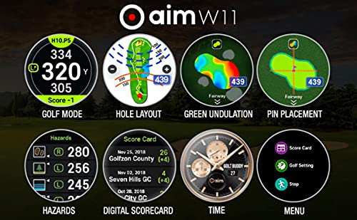 Golf Buddy Aim Golf GPS Watch, Premium Full Color Touchscreen, Preloaded with 40,000 Worldwide Courses, Easy-to-use Golf Watches (W11)