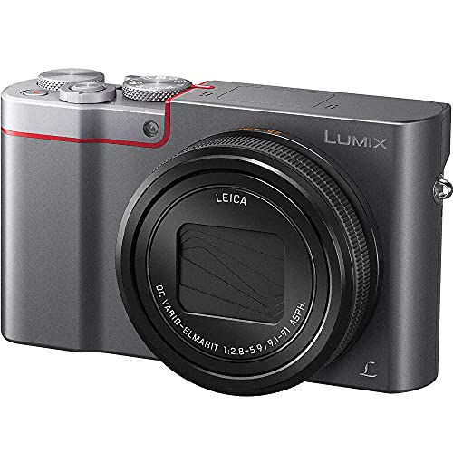 Panasonic Lumix DMC-ZS100 Digital Camera (Silver) (DMC-ZS100S) - Bundle - with 256GB Memory Card + LED Video Light + DMW-BLE9 Battery + Soft Bag + 12 Inch Flexible Tripod + Cleaning Set