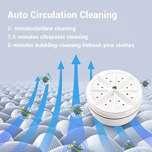 Portable Ultrasonic Turbine Washing Machine,Mini Washing Machine Turbo Washing Machine for Travelling,Camping,Business Trip,College Room.Sonic Washer for Cleaning Sock,Underwear,Small Rags,Towel