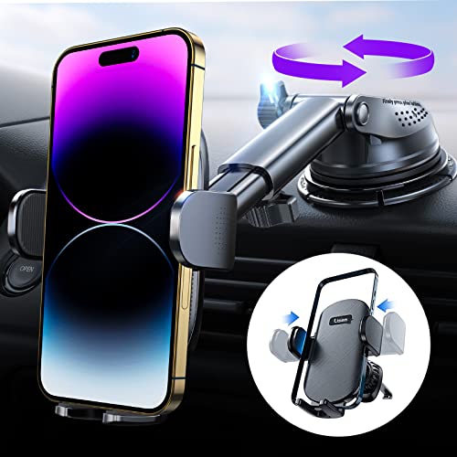 Phone Holder for Car, [Newest Rotatable Design] LISEN Dashboard Phone Holder Car [Easily Install] Car Phone Holder Mount for Car Compatible for iPhone 14 13 Pro Puls Max Samsung All Phone