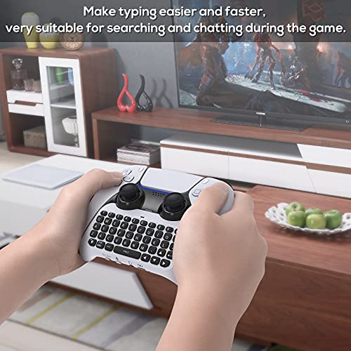 Wireless Controller Keyboard for PS5, Bluetooth 3.0 Mini Portable Gamepad Chatpad with Built-in Speaker & 3.5MM Audio Jack for Playstation 5 Voice Chat Board for Messaging and Gaming Live Chat